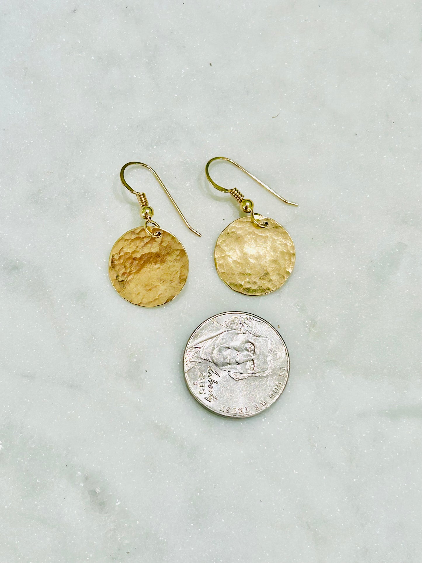Hammered Disc Earrings - Gold Filled