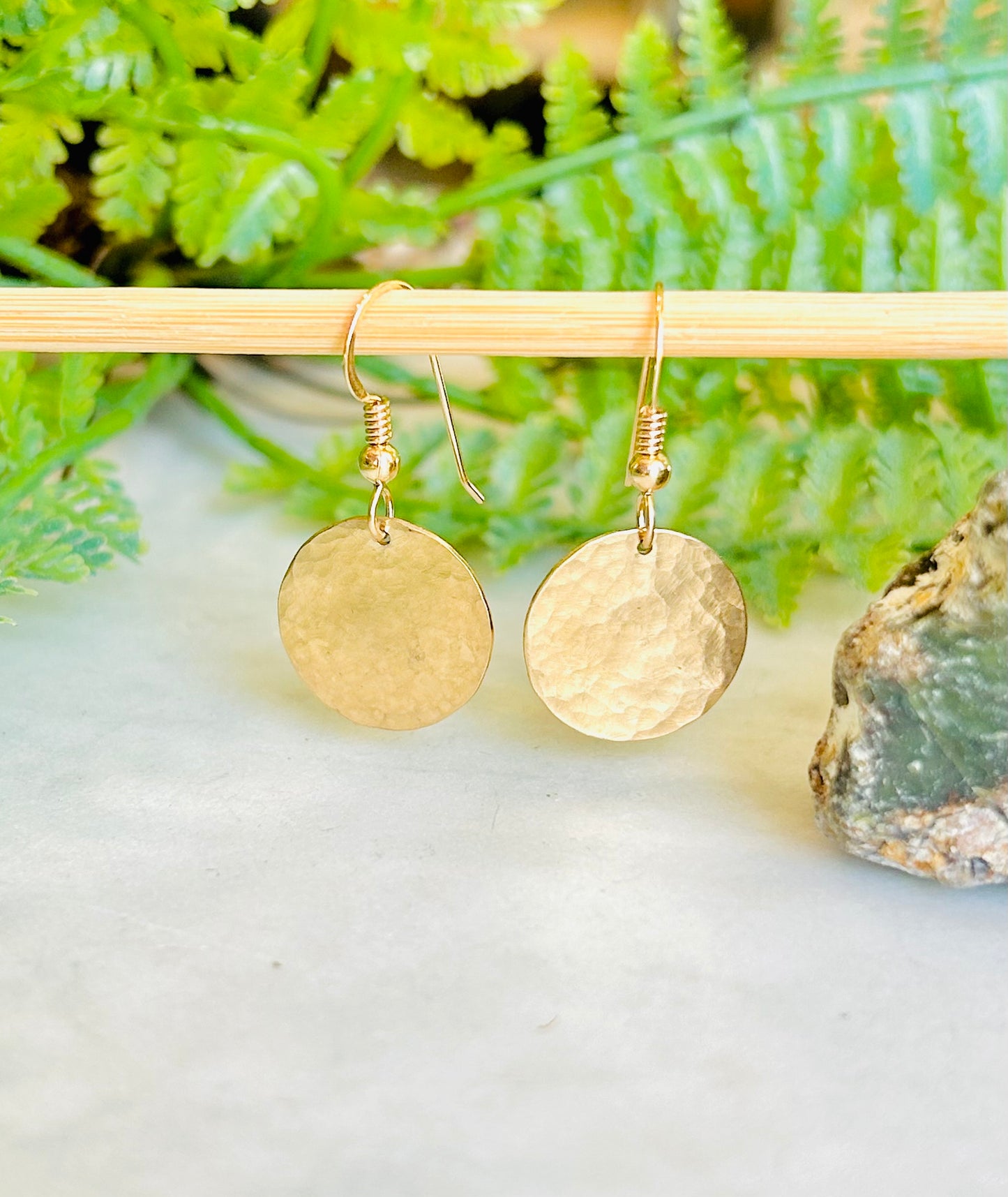 Hammered Disc Earrings - Gold Filled