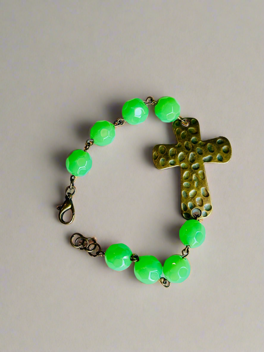 Cross Bracelet-Bright Green