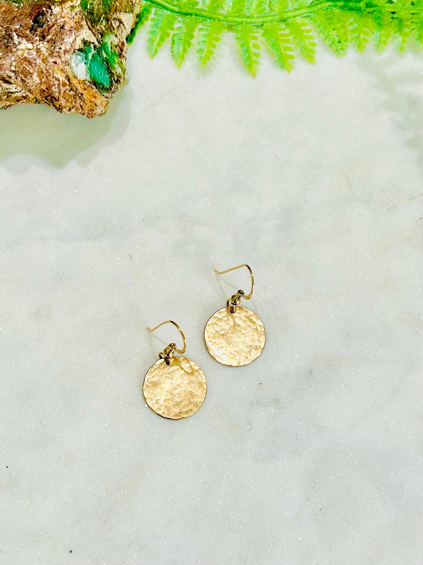 Hammered Disc Earrings - Gold Filled