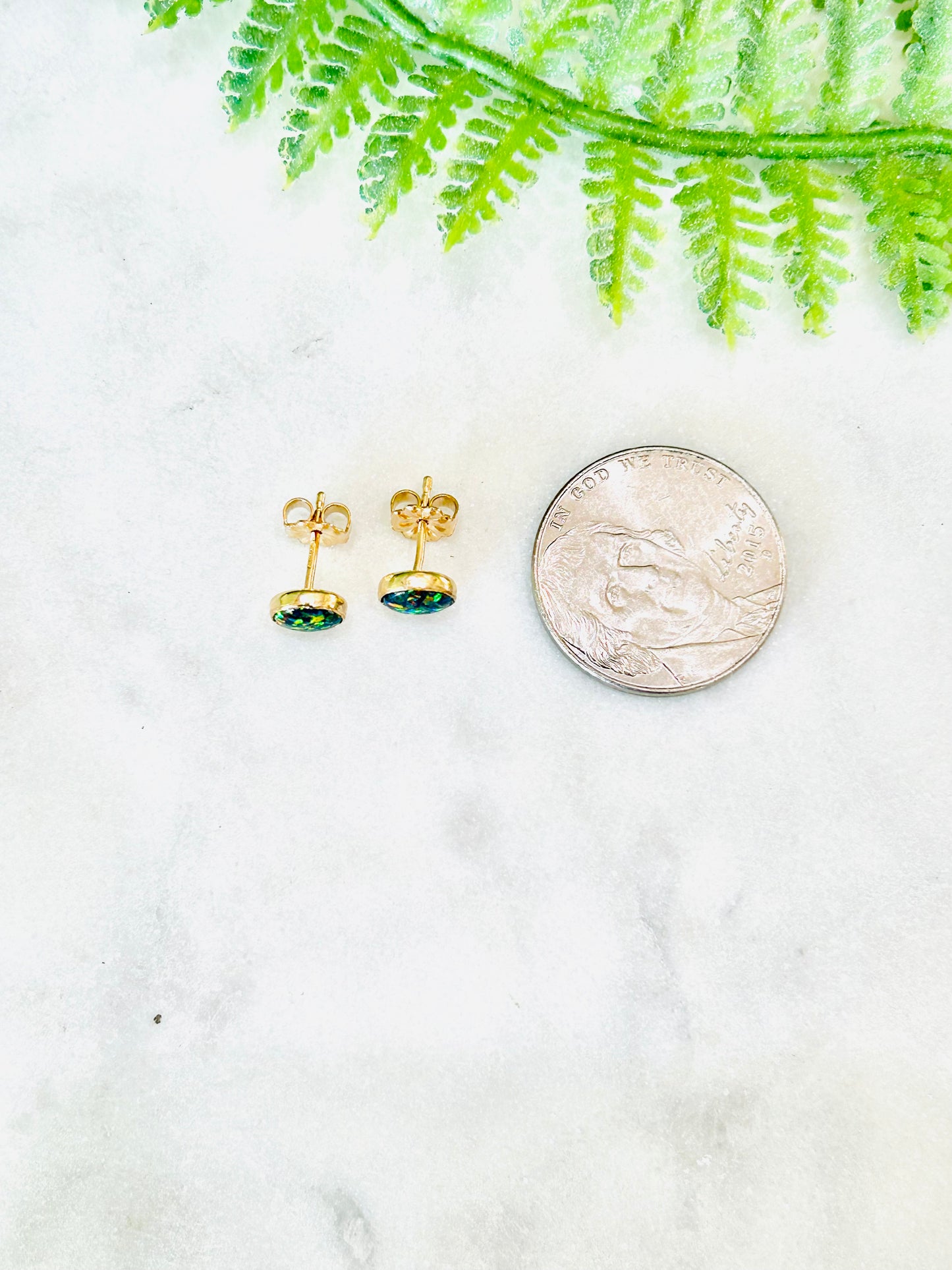 Black Opal Studs