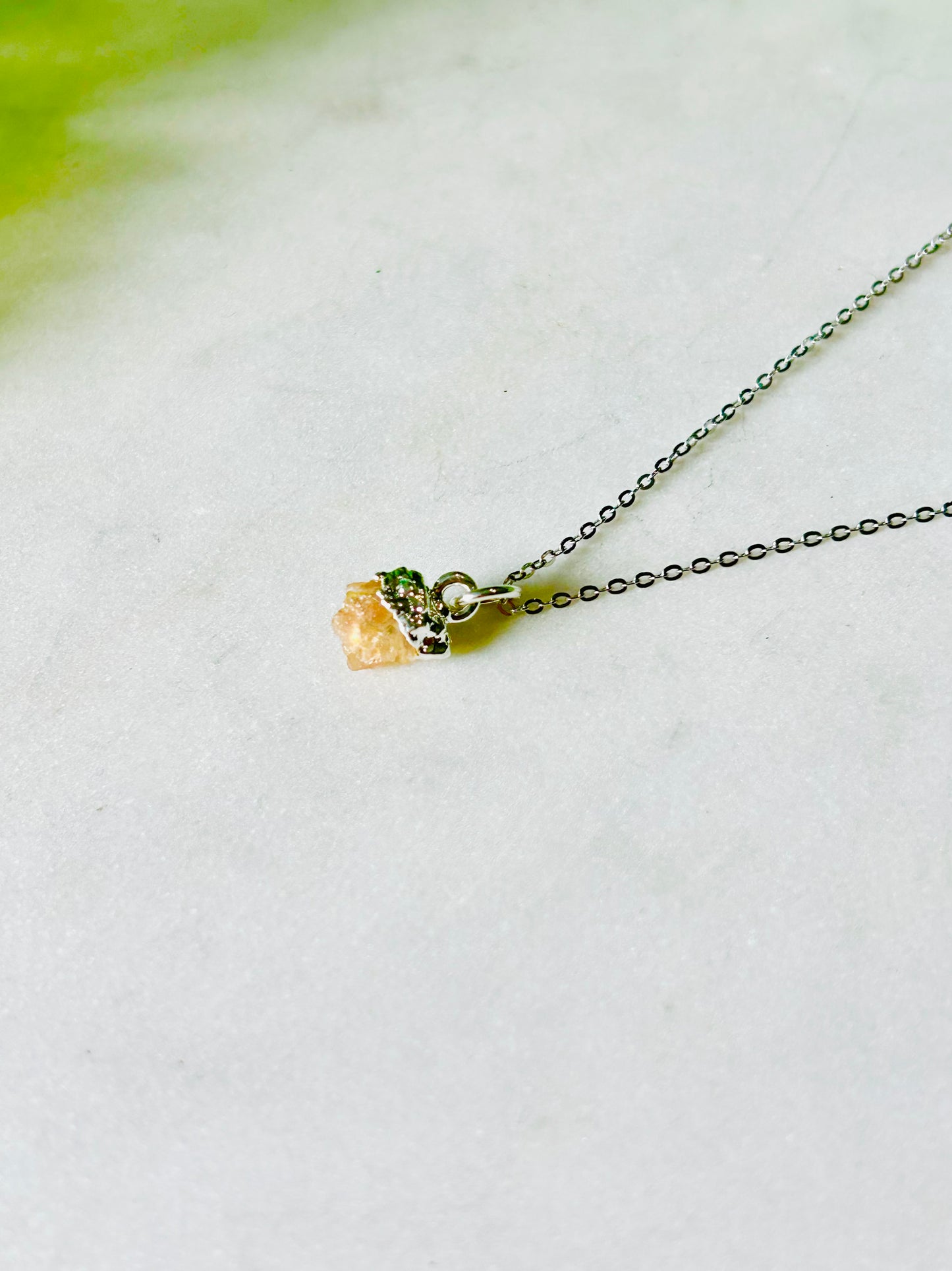 Raw Gemstone Necklace—Silver