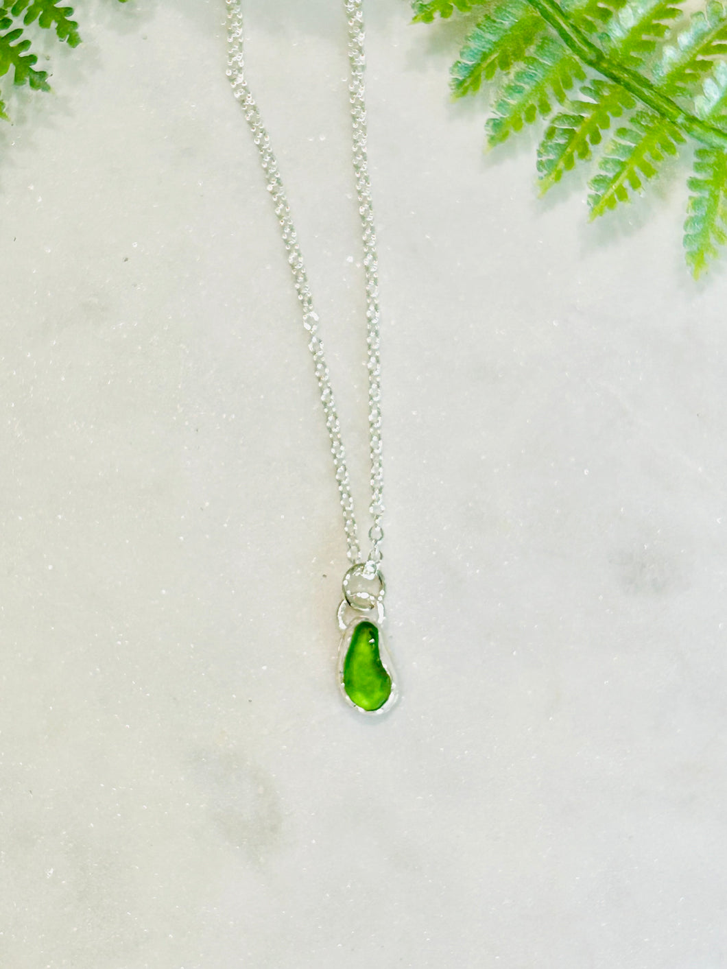 Green Sea Glass Necklace -1