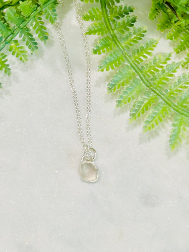 Clear/White Sea Glass Necklace -1