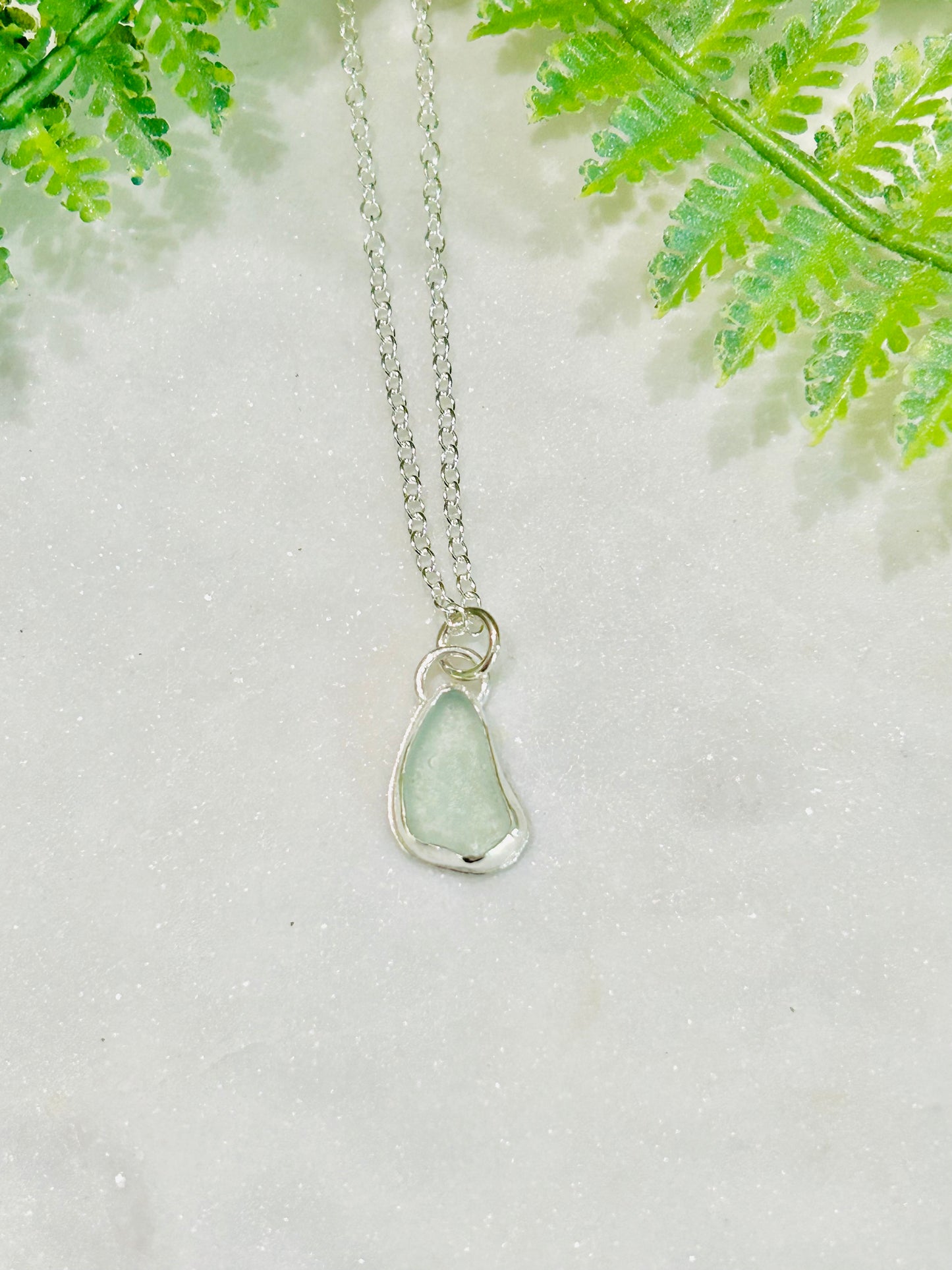 Light Blue Sea Glass Necklace -3
