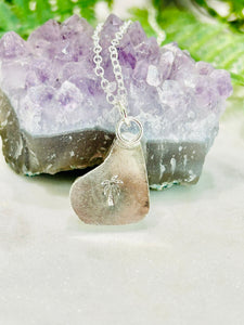 Clear/White Sea Glass Necklace -Idaho Shape 😉
