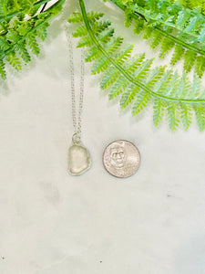Clear/White Sea Glass Necklace -2