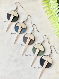 Leather/Metal Spike Earrings