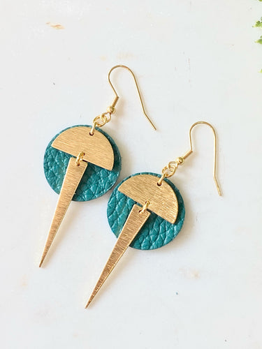 Leather/Metal Spike Earrings