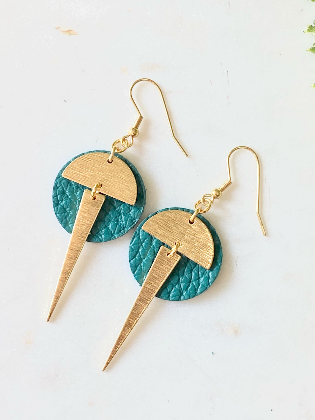 Leather/Metal Spike Earrings