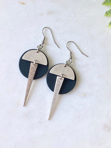 Leather/Metal Spike Earrings