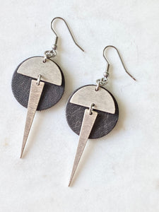 Leather/Metal Spike Earrings