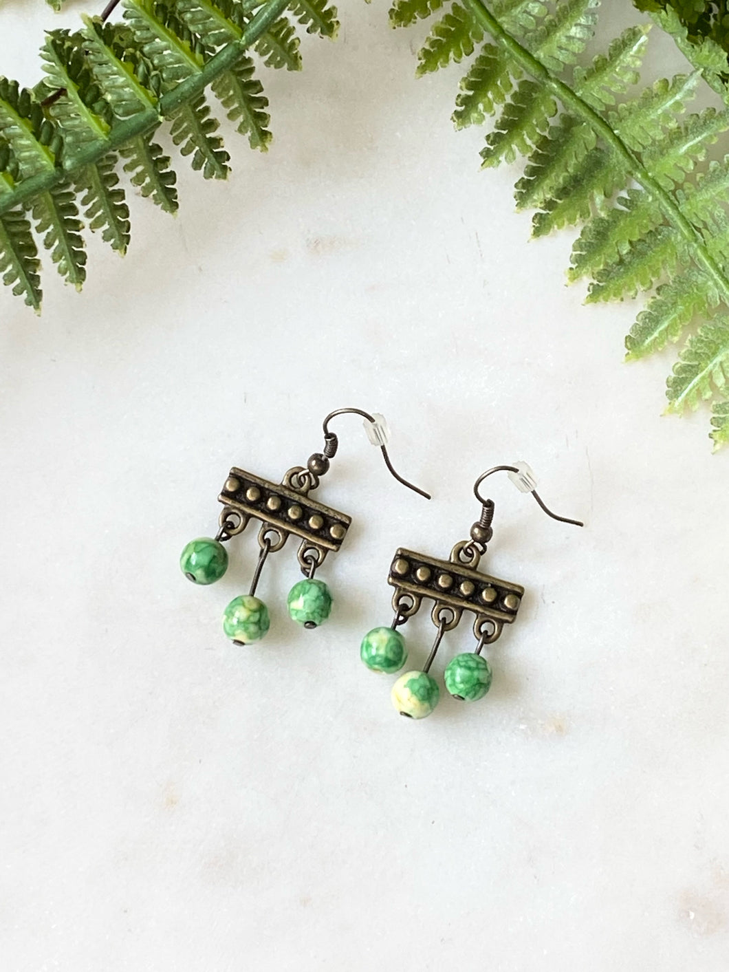 Green Dangle Earrings